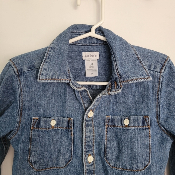 Carter's Toddler 3T Denim Button Long Sleeve Shirt - Picture 3 of 5